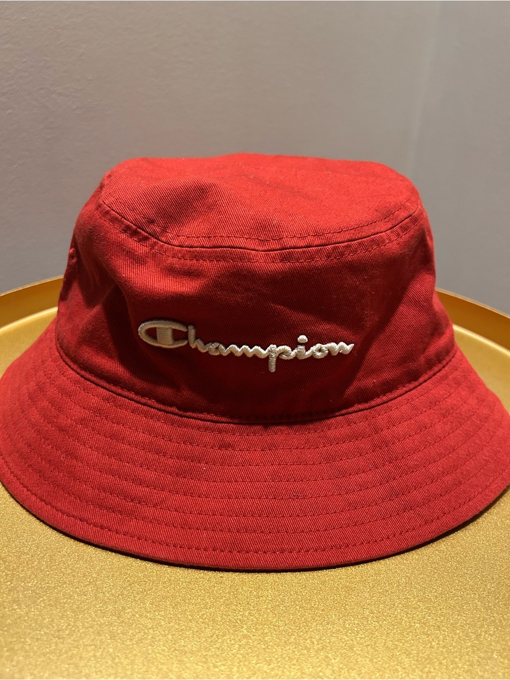 Champion Kids Red Bucket Hat with White Logo